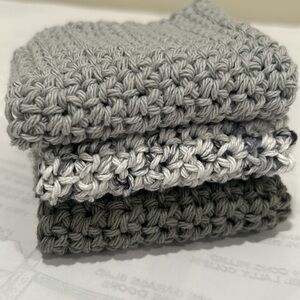 100% Cotton Handmade Washcloths - Set of 3